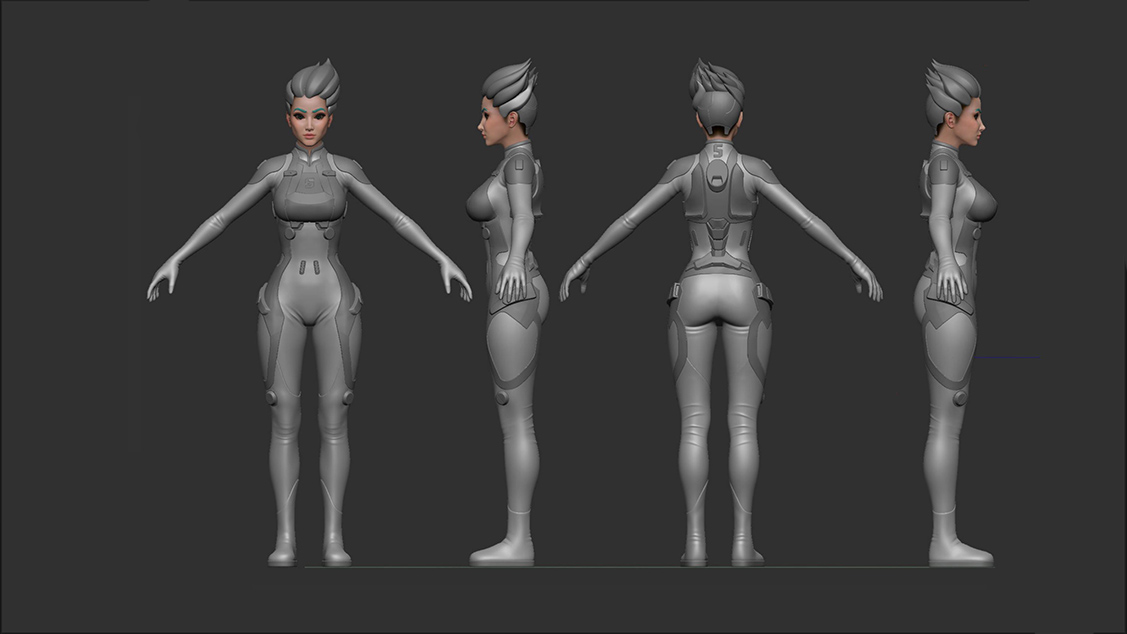 Scifi Game Female Character Design. Process - Walla Walla Studio
